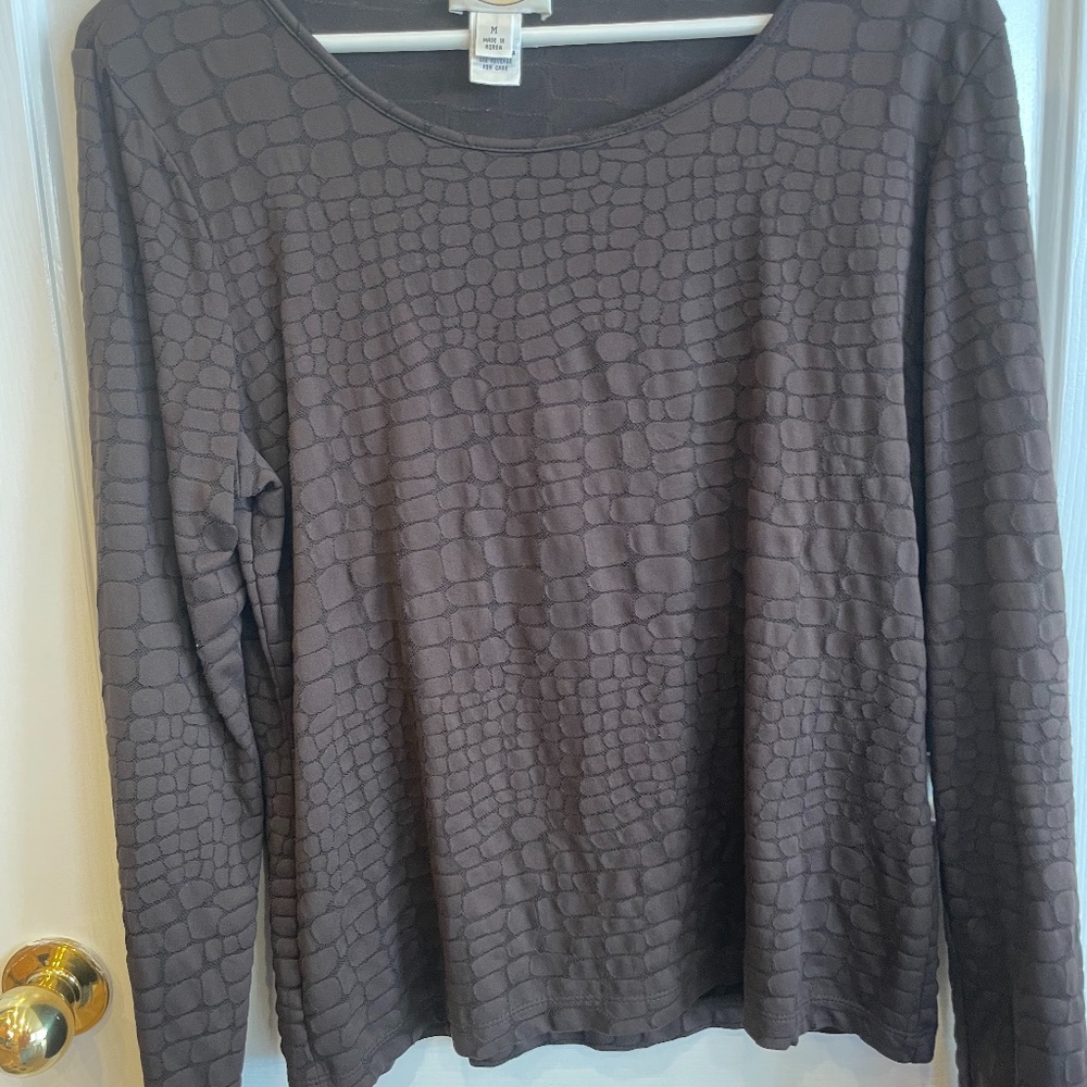 Talbots Ladies Top Size M Long Sleeve Brown